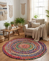 Textured Yellow Chindi Febric Dhurrie - 1