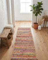 Striped Brown Chindi and Jute Dhurrie - 1