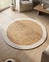 Bordered Brown Jute and Cotton Dhurrie - 1