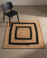 Geometric Brown Jute and Cotton Dhurrie - 1