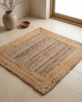 Bordered Brown Jute Dhurrie - 1