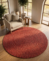 Solid Red Jute Dhurrie - 1