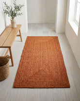 Solid Orange Jute Dhurrie - 1