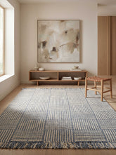 Asterlane Victoria Blue White 5X8 Feet Dhurrie 100% Jute for Living Room,Bedroom,Home