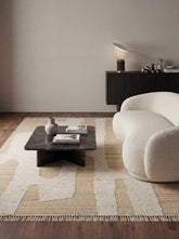 Asterlane Tan White 5'6X7'6 Feet Dhurrie 60% Jute and 40% Wool for Living Room,Bedroom,Home
