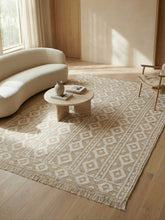 Asterlane Tan White 5X8 Feet Dhurrie 70% Jute and 30% Wool for Living Room,Bedroom,Home