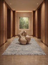 Asterlane Deep Navy White 5X7'6 Feet Dhurrie 50% Jute and 50% Wool for Living Room,Bedroom,Home