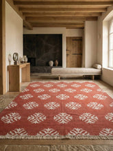 Asterlane Ribbon Red White 9X12 Feet Dhurrie 100% Polyester for Living Room,Bedroom,Home