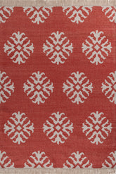 Asterlane Ribbon Red White 5X7 Feet Dhurrie 100% Polyester for Living Room,Bedroom,Home