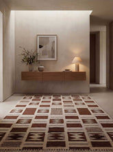 Asterlane Beige Leather Brown 5X8 Feet Dhurrie 100% Wool for Living Room,Bedroom,Home