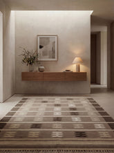 Asterlane Beige Leather Brown 6X9 Feet Dhurrie 100% Wool for Living Room,Bedroom,Home