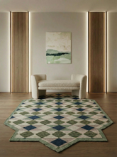 Asterlane Deep Navy Treetop 5X8 Feet Dhurrie 100% Wool for Living Room,Bedroom,Home