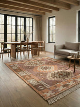 Asterlane Orange Bright Yellow 4'6X6'6 Feet Dhurrie 100% Wool for Living Room,Bedroom,Home