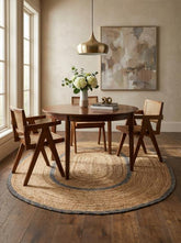 Asterlane Tan Seaside Blue 7X9 Feet Dhurrie 80% Jute and 20% Cotton for Living Room,Bedroom,Home