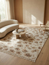 Asterlane Tan White 5X8 Feet Dhurrie 100% Jute for Living Room,Bedroom,Home