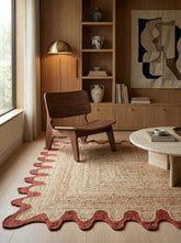 Asterlane Natural Ribbon Red 5X8 Feet Dhurrie 100% Jute for Living Room,Bedroom,Home