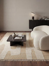 Asterlane Tan White 5'6X7'6 Feet Dhurrie 60% Jute and 40% Wool for Living Room,Bedroom,Home