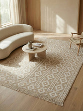 Asterlane Tan White 5X8 Feet Dhurrie 70% Jute and 30% Wool for Living Room,Bedroom,Home