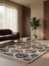 Asterlane Seaside Blue White 3X5 Feet Dhurrie 100% Wool for Living Room,Bedroom,Home