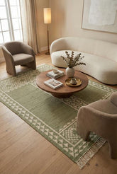 Asterlane Treetop White 4X5'6 Feet Dhurrie 100% Wool for Living Room,Bedroom,Home