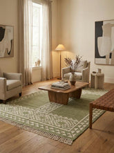 Asterlane Treetop White 4X6 Feet Dhurrie 100% Wool for Living Room,Bedroom,Home