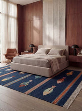 Mariner Blue Wool Dhurrie