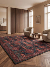 Orvian Red Navy Wool Rug