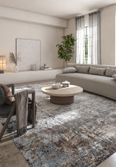 Soft Abstract Rug 4X6 Ft | Chicory Ink Blue Carpet For Living Room, Bedroom, Dining Room