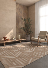 Soft Abstract Rug 4X6 Ft | Light Peach White Carpet For Living Room, Bedroom, Dining Room