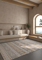 Soft Abstract Rug 5X7'6 Ft | White Winter White Carpet For Living Room, Bedroom, Dining Room