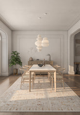 Soft Oriental Rug 5'6X7'6 Ft | White Saffron Carpet For Living Room, Bedroom, Dining Room