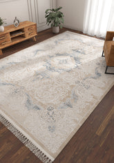 Soft Oriental Rug 5X7'6 Ft | Dark Ivory White Carpet For Living Room, Bedroom, Dining Room