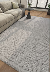 Soft Abstract Rug 6'6X9'6 Ft | Cyan Blue Steel Gray Carpet For Living Room, Bedroom, Dining Room