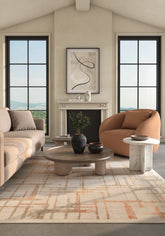 Soft Abstract Rug 6'6X10 Ft | White Russet Carpet For Living Room, Bedroom, Dining Room