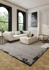 Soft Abstract Rug 6'6X9'6 Ft | Gray Ebony Carpet For Living Room, Bedroom, Dining Room