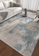 Soft Abstract Rug 6'6X9'6 Ft | Linen White Inky Sea Carpet For Living Room, Bedroom, Dining Room