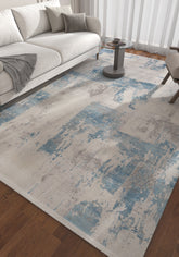 Soft Abstract Rug 6'6X9'6 Ft | Linen White Inky Sea Carpet For Living Room, Bedroom, Dining Room