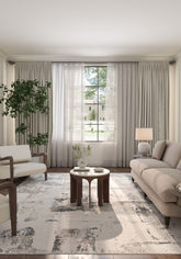 Soft Abstract Rug 6'6X9'6 Ft | White Glacier Gray Carpet For Living Room, Bedroom, Dining Room