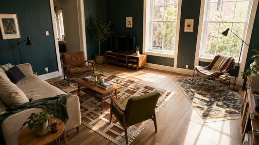 First Apartment Checklist: How to Decorate with Multiple Rugs