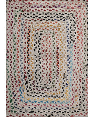Braided White Chindi and Cotton Dhurrie - 2