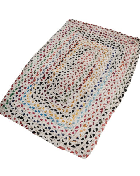 Braided White Chindi and Cotton Dhurrie - 3