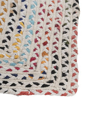 Braided White Chindi and Cotton Dhurrie - 4