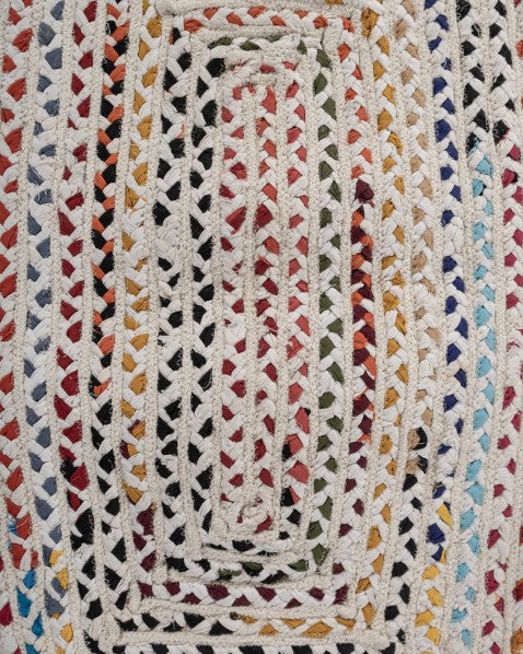 Braided White Chindi and Cotton Dhurrie - 5