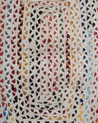 Braided White Chindi and Cotton Dhurrie - 5