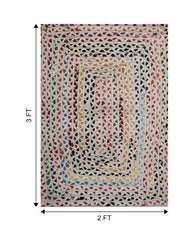 Braided White Chindi and Cotton Dhurrie - 6