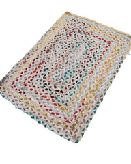 Braided White Chindi and Cotton Dhurrie - 3
