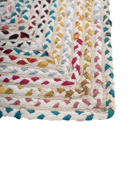 Braided White Chindi and Cotton Dhurrie - 4