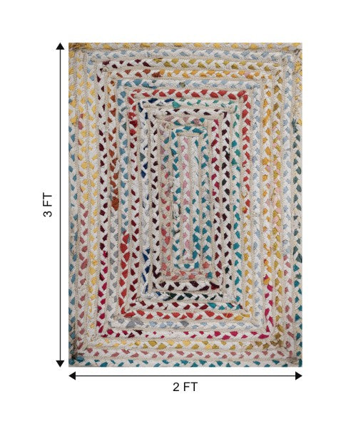Braided White Chindi and Cotton Dhurrie - 6