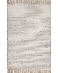 Solid White Chindi and Cotton Dhurrie - 2