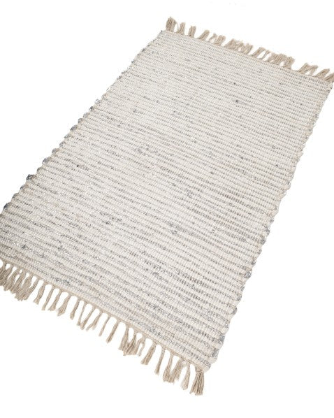 Solid White Chindi and Cotton Dhurrie - 3
